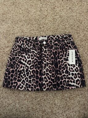 NWT PacSun Pink and Black Leopard Print Mini Skirt